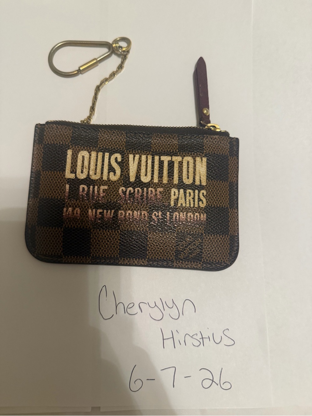 Louis Vuitton Damier Ebene Small Zipper Pouch with Key Ring - Brown